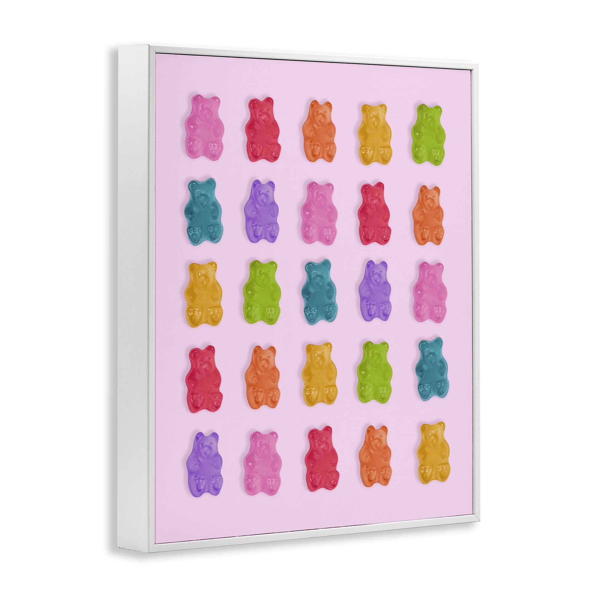 Stupell Industries Pastel Gummies on Pink White Framed Giclee Art, design by LISH Creative