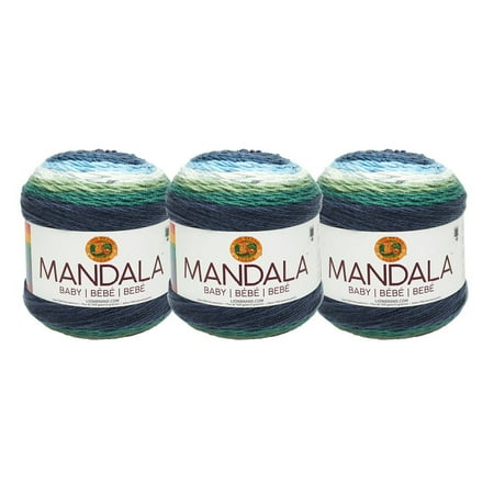 UPC: 0842093112020 | Lion Brand Yarn Mandala Baby Echo Caves Self-Striping Baby Light Acrylic Multi-color Yarn 3 Pack