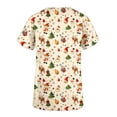 thumbnail image 4 of Holiday Gifts! Titcea Christmas Scrub Tops Women Cute Xmas Printed Short Sleeved V Neck Scrub Tops with Pockets Lightweight Stretchy Working Uniform, 4 of 5