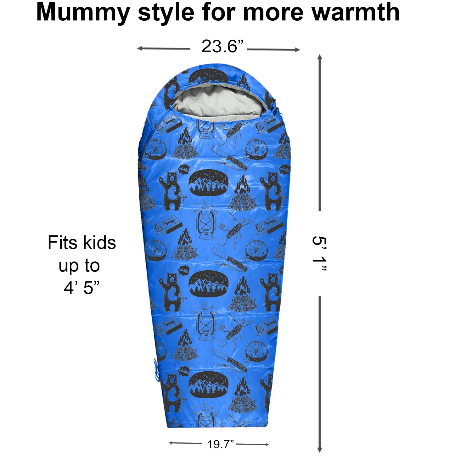 Youth Mummy Kids' Sleeping Bag - Blue/Green