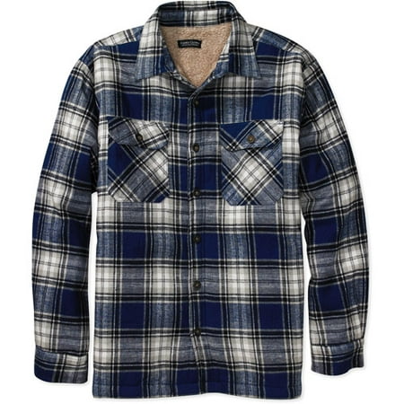 Faded Glory - Men's Sherpa-Lined Flannel Shirt Jacket - Walmart.com