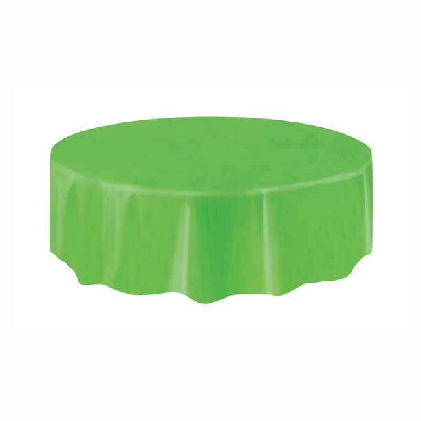 Lime Green Plastic Party Tablecloth, Round, 84in