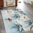 thumbnail image 2 of Area Rugs for Living Room Bedroom, Spring Floral 4'x6' Rug Washable Carpet Runner Indoor Outdoor, Vintage Tulips Flower Butterfly Retro Wood Blue Non Slip Accent Floor Mats Rug for Kitchen, Office, 2 of 8