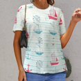 thumbnail image 3 of Nautical Sailboats Stripes-1 Women's Short Sleeve T-Shirt Crew Neck Casual Summer Trendy Loose Fit Tops, 3 of 7
