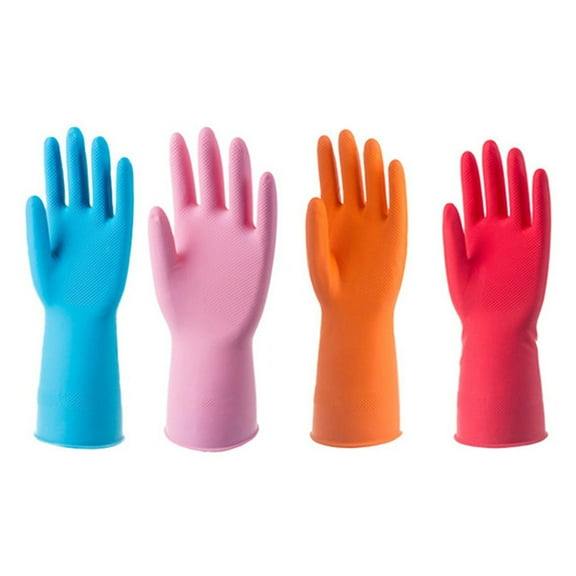 SUCS Rubber Kitchen Dishwashing Gloves - 4 Pairs Colorful Reusable Household Cleaning Gloves for Washing Dishes and Cleaning Tasks, Flexible Durable and Non-Slip