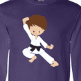 thumbnail image 4 of Inktastic Cute Boy, Brown Hair, Black Belt, Karate Pose Long Sleeve T-Shirt, 4 of 5