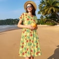 thumbnail image 4 of Haiem Floral Strawberr Pattern Women's Short-Sleeve Scoop Neck Swing Dress, 4 of 6
