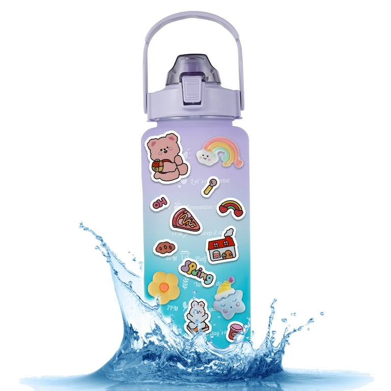 2 Liter Water Bottle with Straw Female Jug Girls Portable Travel
