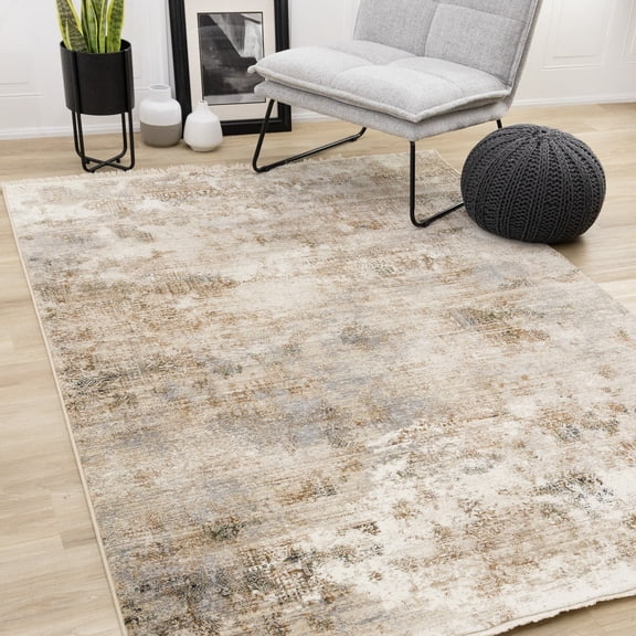 Rug Branch Contemporary Distressed, Organic, Tribal/Southwestern Cream Indoor Area Rug - 8' x 10'
