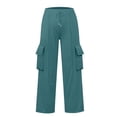 thumbnail image 6 of ManxiVoo Women's Casual Drawstring Waist Wide Leg Pants with Pockets Comfortable Soft Lounge Athletic Trousers L Size Mint Green, 6 of 7