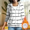 thumbnail image 2 of Htigea Striped Hoodies for Women Full Zip Up Hooded Long Sleeve Trendy Slim Fit Sweatshirts with Pockets White XL, 2 of 9