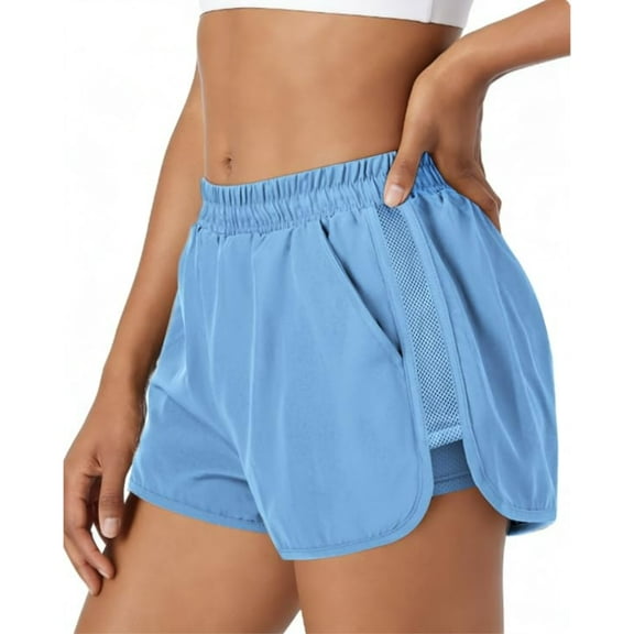 Womens Running Shorts with Liner Athletic Quick Dry Shorts with Pockets for Walking Gym Hiking