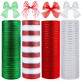 thumbnail image 1 of Cinta de malla de polietileno Huaerle, 25 cm x 9 m, metálica, Navidad, 4 rollos, 1 of 7