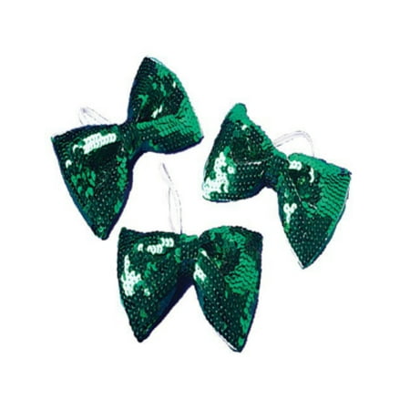 St. Patrick's Day Green Sequin Bowtie Bow Tie for Clown or Leprechaun Costume