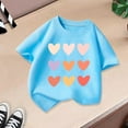 thumbnail image 2 of WMQPNNS Kids Girls Short Sleeve Tops Girls Shirts 5t Casual Loose Cowl Neck T-Shirts Soft Comfy Blouse Cute Print Summer Basic Tee Tops(Size 11-12 Years,JD21_A-Blue), 2 of 4