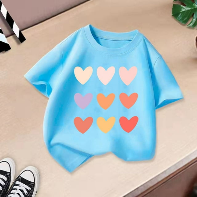 Hauts et T-Shirts pour Filles, T-Shirt Graphique Mignon à Col Rond et Manches Courtes pour l'Été, Tenue Décontractée
