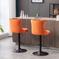 thumbnail image 5 of Of 2 Upholstered Orange Velvet , Adjustable Seat 25-33 Inch, Back , 17.7 Inch Base For Home And Kitchen Modern - Height Base, Comfortable With Backs Pub Island,, 5 of 6