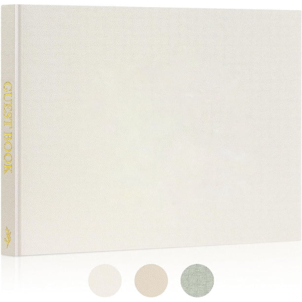 Libro de invitados de boda para recepción - Elegante libro de invitados con tapa dura de lino con páginas en blanco para registro y fotos - Libro de invitados Polaroid para despedida