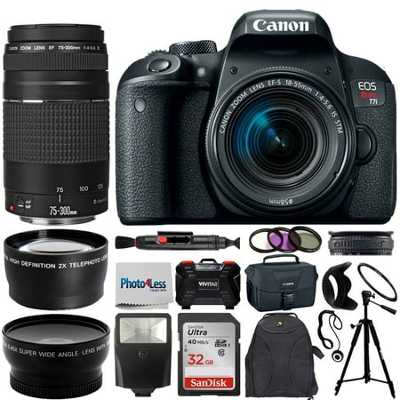 Canon EOS Rebel T7i DSLR Camera + 18-55mm + 75-300mm Top Value