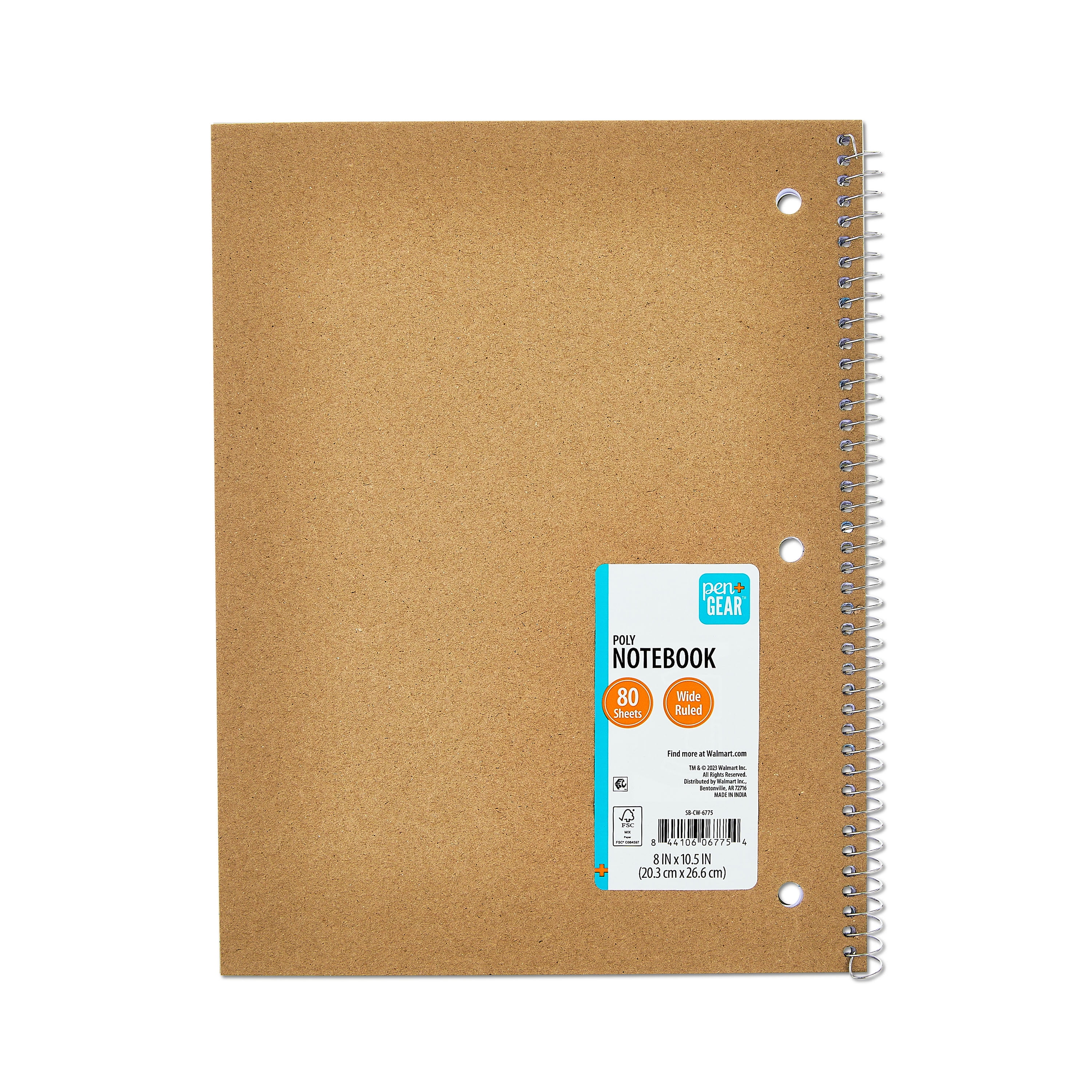 Pen + Gear Wide Ruled Poly Notebook, 8" x 10.5", Green Dinosaurs, 80 Sheets