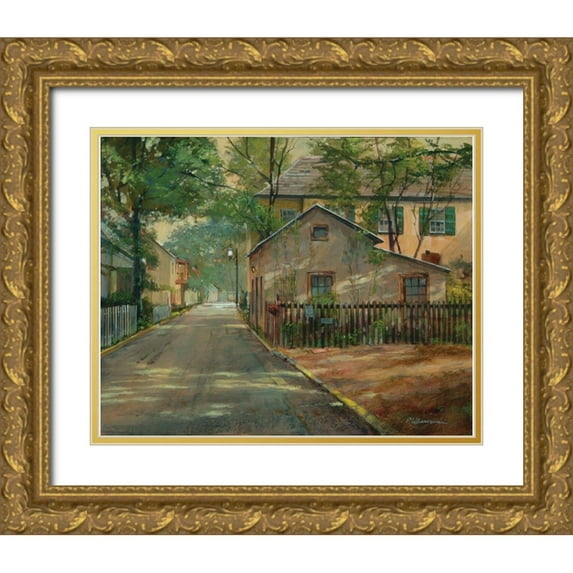 Bansemer, Roger 24x20 Gold Ornate Wood Framed with Double Matting Museum Art Print Titled - The Little House on Spanish Street