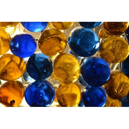 Art Glass Marble Framed Art For Your Wall Games Marbles Colorful Blue Glass Play Round Kids 10x13 Frame ()