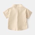 thumbnail image 5 of Cethrio Boys' Button Down Shirts, School Cotton Summer Short Sleeve Shirts Khaki Size 8 T, 5 of 9
