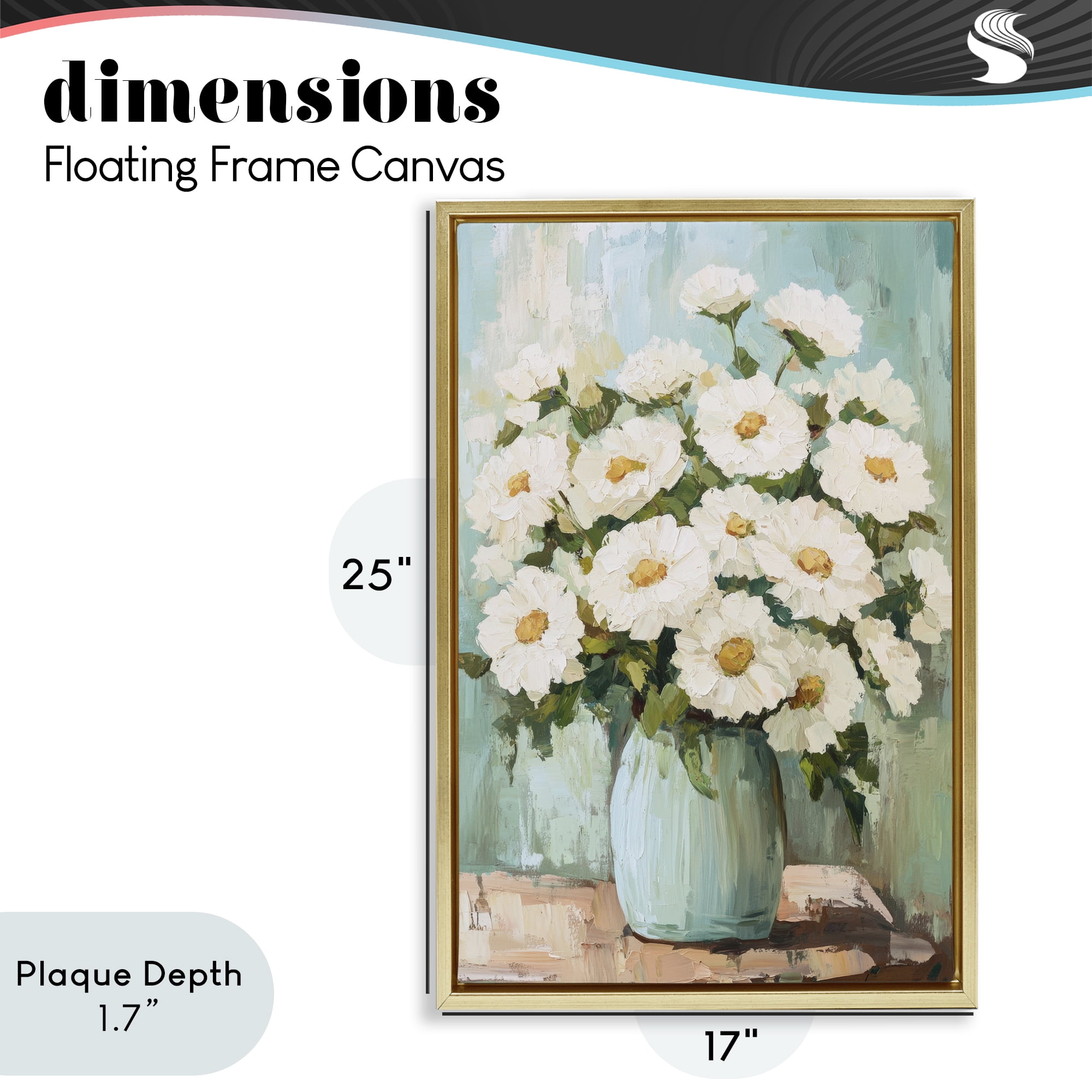 Stupell Industries Cozy Arrangement of White Blooms Gold Framed Floater Canvas Wall Art, design by Petal Prints Design