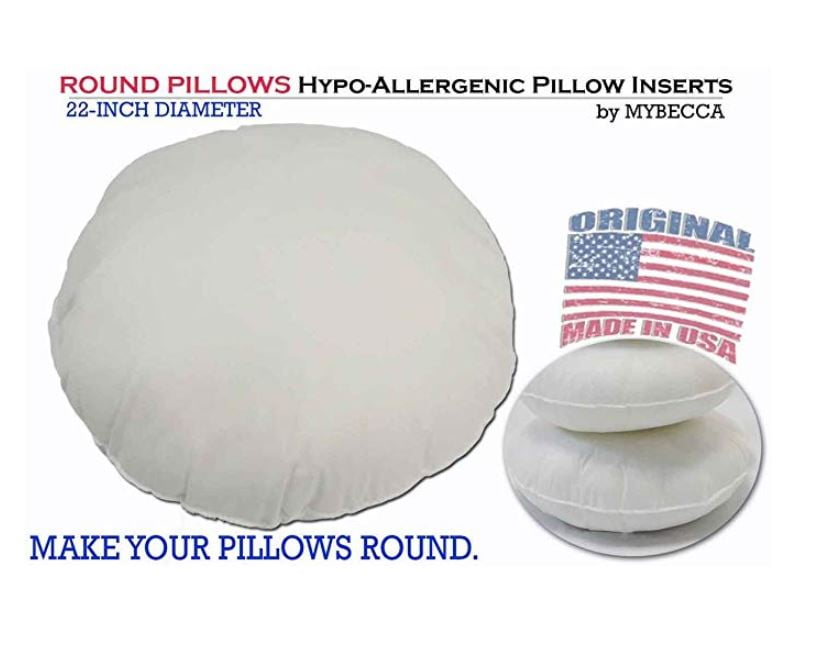 22 Inch Round Pillow Sham Stuffer White Hypoallergenic Pillow
