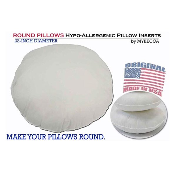 22inch ROUND pillow Sham Stuffer White Hypoallergenic pillow Insert Premium Made in USA