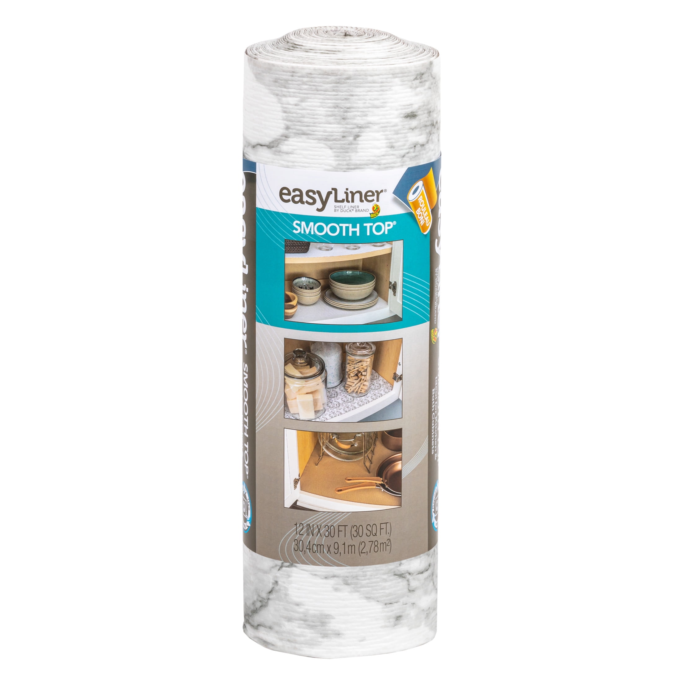 (2 pack) EasyLiner Smooth Top Shelf Liner, Gray Marble, 12 in. x 30 ft. Roll