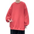 thumbnail image 2 of Conairie Mens Sweatshirts Solid Casual Loose Fit Crew Neck Shirts Soft Comfoty Long Sleeve Pullover Tops Spring Fall Outfits Clothes Beige S Hot Pink S, 2 of 5