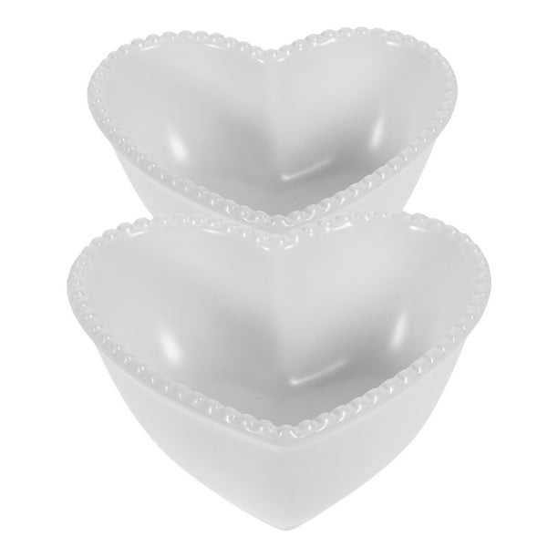 2 cuencos de cerámica con forma de corazón para pastel, pudín, cereales, sopa, ensalada de frutas, cereales, aperitivos, postres, pudines y pasteles