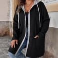 thumbnail image 2 of Veste de Sport à Capuche Zippée à Manches Longues pour Femmes, Tendance, Unie, pour Tenue Décontractée, 2 of 8