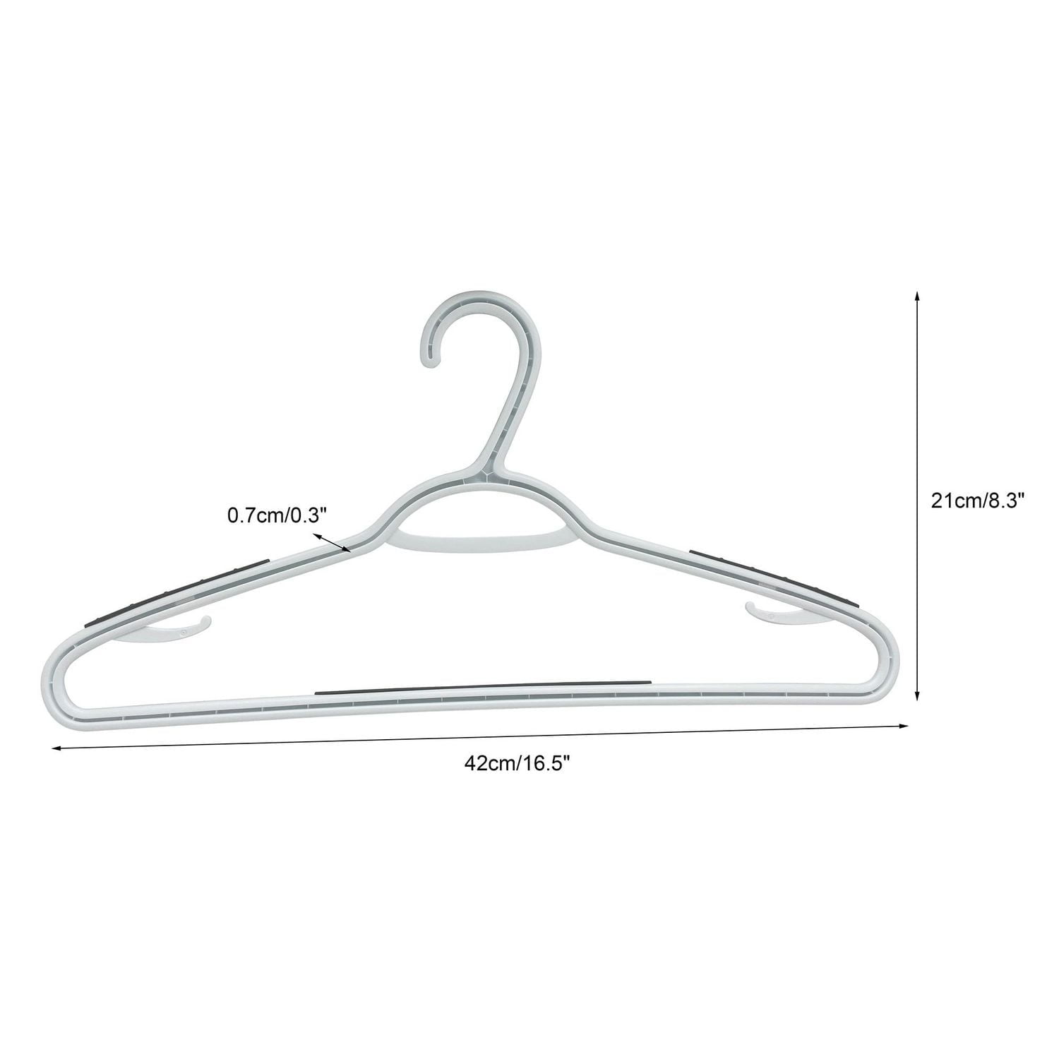 Mainstays, cintre en plastique adulte antidérapant TPR, paquet de 20, couleur blanche et grise