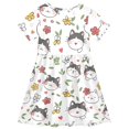 thumbnail image 2 of Cat Pattern Girls Short Sleeve Dress A Line Sun Protection Breathable Comfort Sundress 2T, 2 of 8
