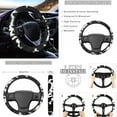 thumbnail image 3 of Renewold Black Grey Cow Print Car Accessories Full Set, Universal Car Seat Covers Steering Wheel Cover Seat Belt Pad Cup Holder Key Chains 11 PCS Car Accessories Fit for Most Vehicles, 3 of 7