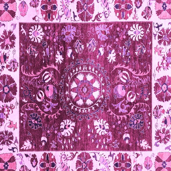 Ahgly Company Indoor Square Oriental Purple Traditional Area Rugs, 6' Square