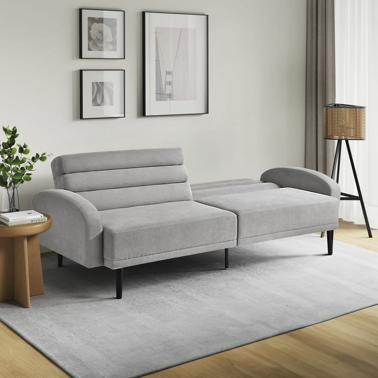 Serta Boswell Scandinavian Convertible Sofa, Light Gray Fabric