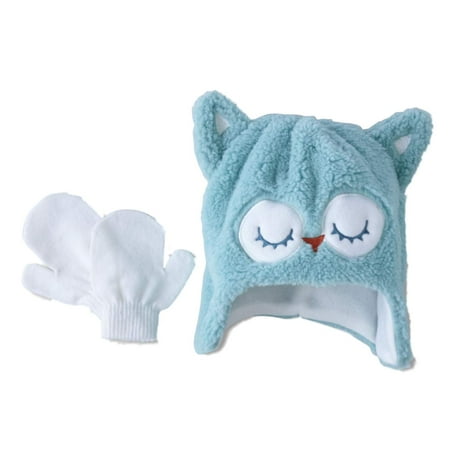 - Aquarius Infant & Toddler Girls Fuzzy Green Owl Hat & Mittens Set Size Toddler