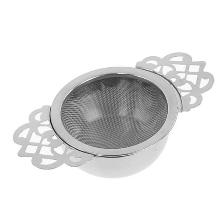 

1PC Stainless Steel Tea Strainer With Drip Bowl Double Ear Mesh Infuser Filter