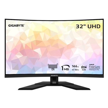 GIGABYTE - M32UC - 32" VA Curved Gaming Monitor - UHD 3840x2160 - 144Hz/OC 160Hz - 1ms MPRT - AMD FreeSync Premium Pro - Type C KVM - HDMI, DP, Type C - Height Adjustable - Black
