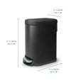 thumbnail image 2 of Acento Linea Slim Rectangular Step Trash Can, 1.3 Gallon Bathroom Waste Bin with Soft-Close Lid and Removable Inner Bucket, Matte Black, 2 of 10