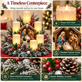 thumbnail image 7 of Nativity Christmas Lighted Centerpiece with Flameless Candle Glow, Christmas Decoration with Frosted Greenery, Red Berries & Pinecones, Perfect for Home Tabletop & Holiday Gift, 10.6" x 11.8", 7 of 7