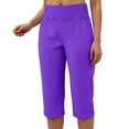 thumbnail image 5 of YDFCWXW Women Pull-on Stretch Capri Pants High Waisted Crop Pants Casual Capris Yoga Pants Purple, M, 5 of 9
