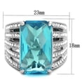 thumbnail image 2 of Womans Silver Aquamarine Ring High polished (no plating) Stainless Steel Ring with Glass in Sea Blue TK1826, 2 of 4