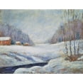 thumbnail image 2 of Twachtman, John Henry 32x26 Gold Ornate Wood Framed with Double Matting Museum Art Print Titled - Winter Landscape, 2 of 4