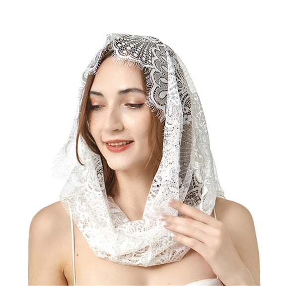 Elegant Lace Mantilla Veil for Wedding Traditional Hijab Lace Veil Head Covering for Catholic Chapel Daily Headpiece