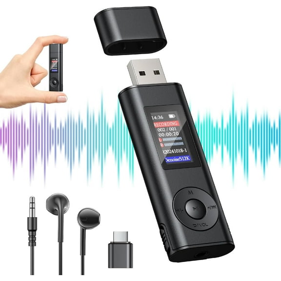 MUSICOZY Digital Voice Recorder 64GB USB Voice Activated Audio Recorder Small and Portable Voice Recorders with Playback Digital Voice Recorder for Meetings/Interviews/Classroom,Support to 256GB