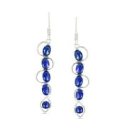 FashionQ Retail 4.56 Ctw .925 Sterling Silver Blue Color Labradorite Dangling Earrings